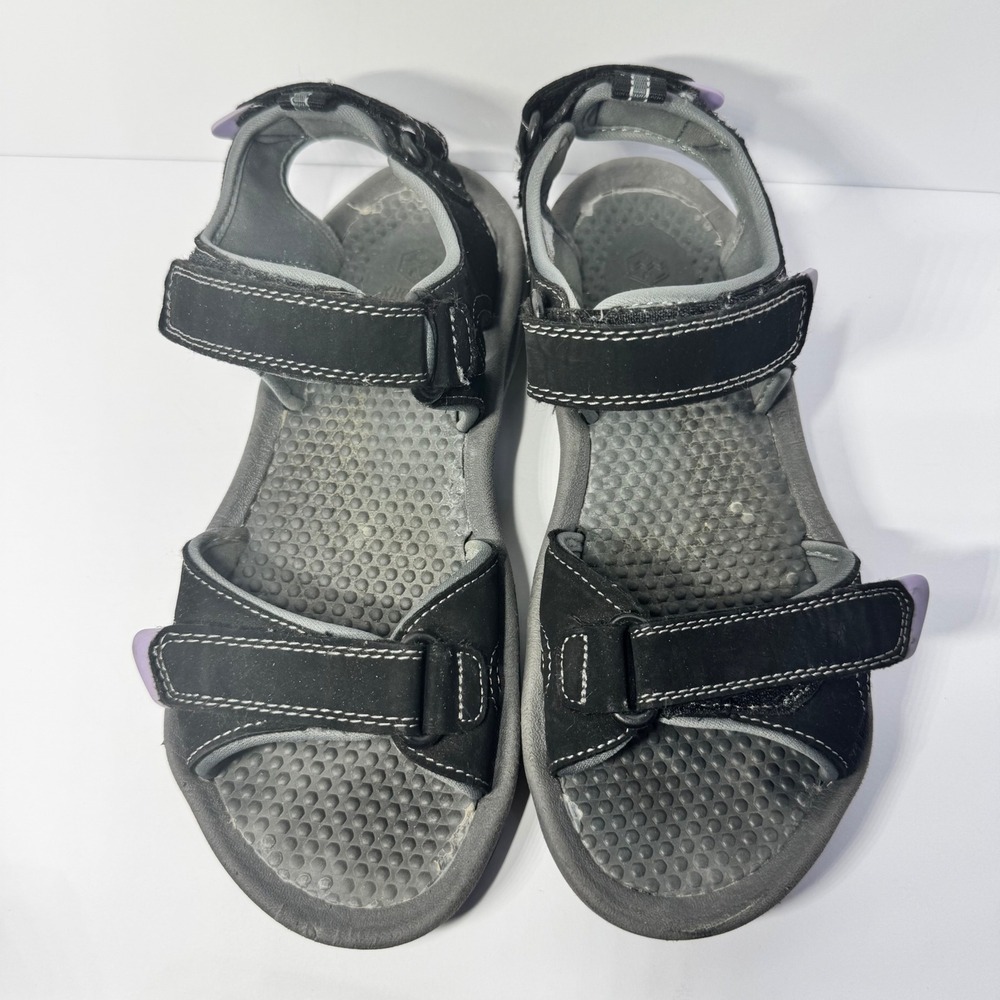 Khombu Coral Women's Sport Sandals Black Grey Size 7M Triple Strap Adjustable